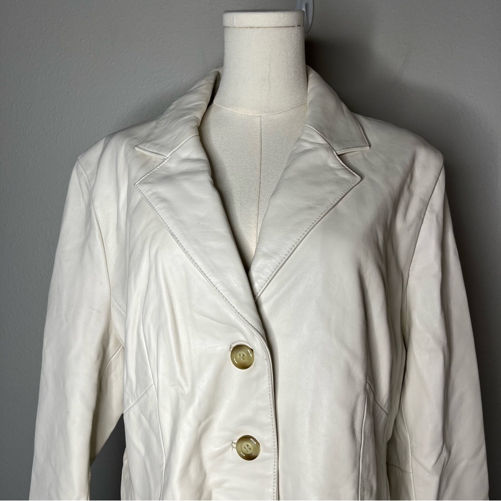 Vintage Wilson Leather White Button Front Collared Leather Jacket Classic - Picture 4 of 9